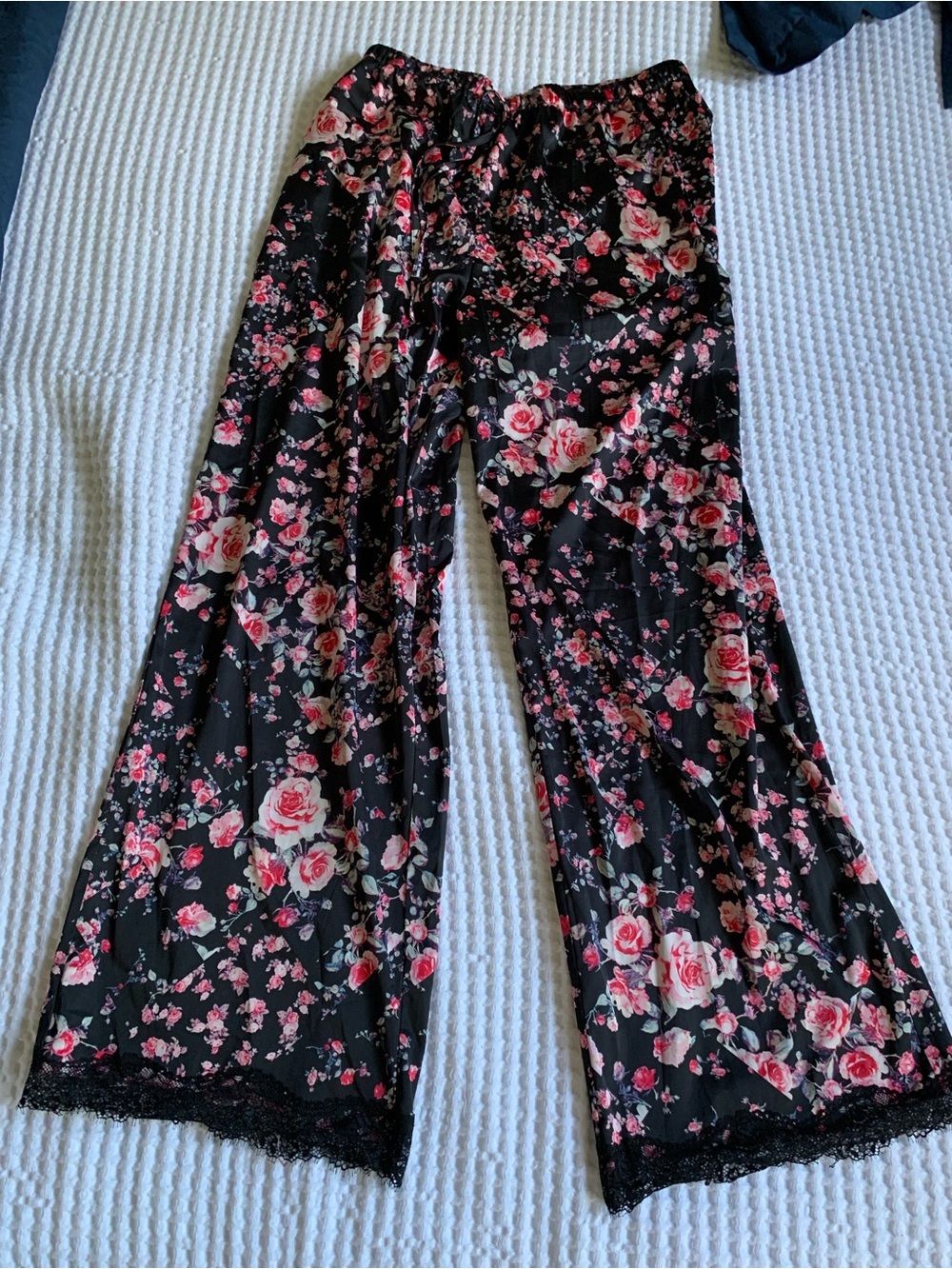 INC Intimates Black Floral Wide-Leg Pajama Pants Size Small